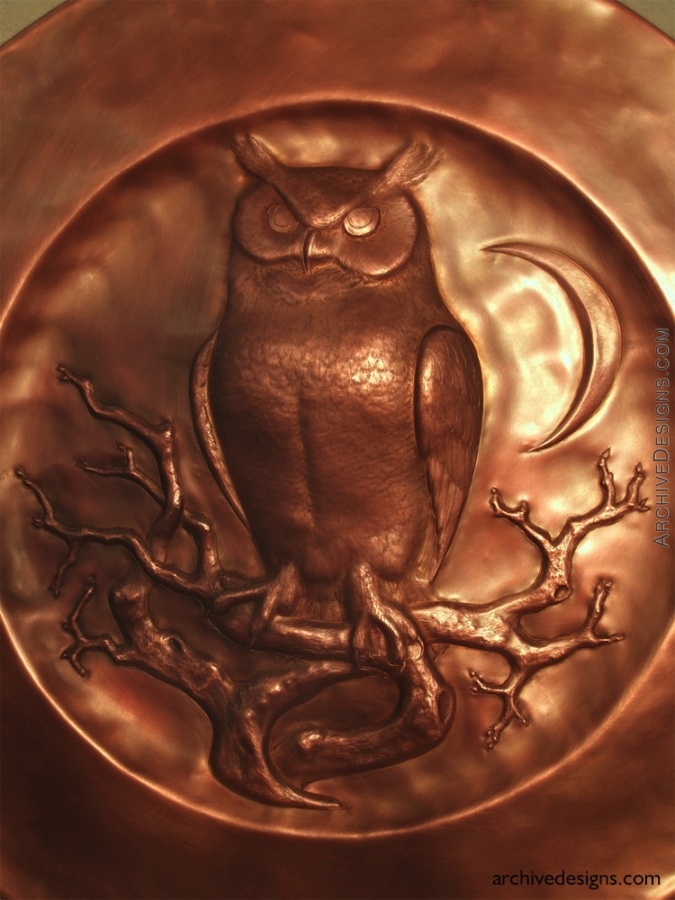 Owl Repoussé Platter